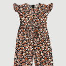 Brown Floral Black Jump Suit