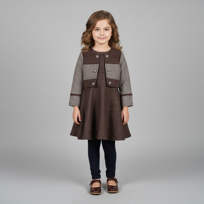 Cozy Brown Wool Frock Set