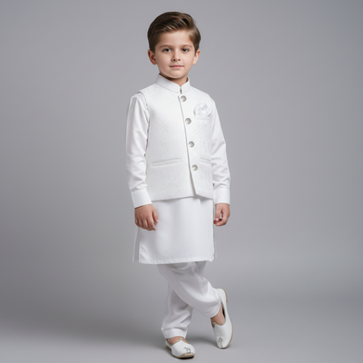 White Prince Jamawar Suit