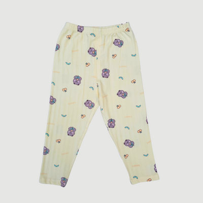 Happy Bear in Lemon Yellow Full Sleeves Tee & Pajama Set Premium