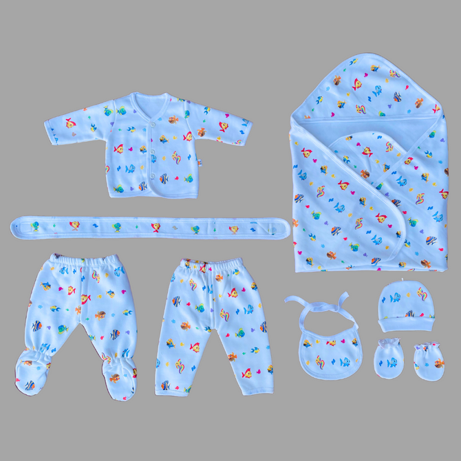 Multi Colors Fishes in White Fleece 8 Pcs