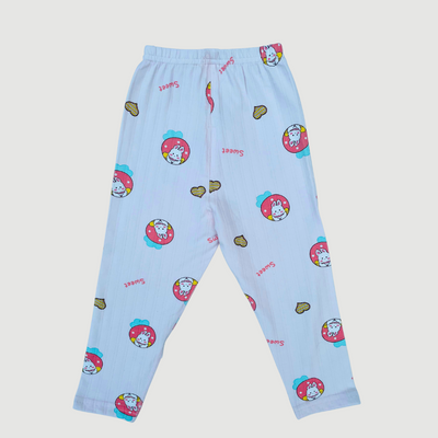 Sweet Bunny in Clouds & Hearts in Pink Full Sleeves Tee & Pajama Set Premium