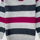 Heather Gray, Maroon & Black Broad Stripped 14 Sweater