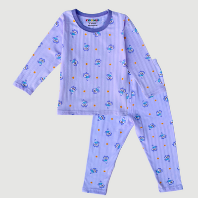 Cute Bunny in Light Mauve Full Sleeves Tee & Pajama Set Premium