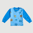 Sweet Dinos in Blue Light Fleece Full Sleeves Shirt & Pajama Set