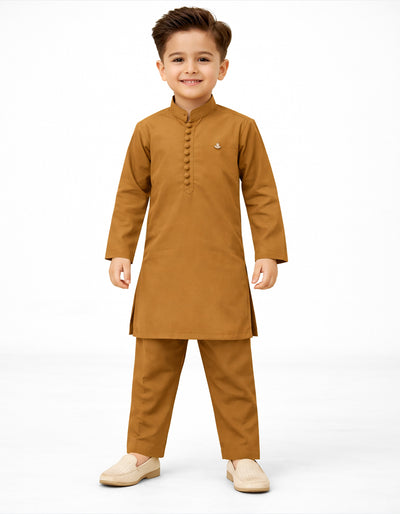 Zavian Camel Kurta Set