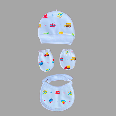 Airplane & Bus in White Fleece 6 Pcs