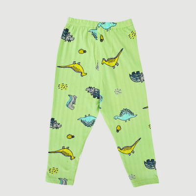 Dinos in Fresh Green Full Sleeves Tee & Pajama Set Premium