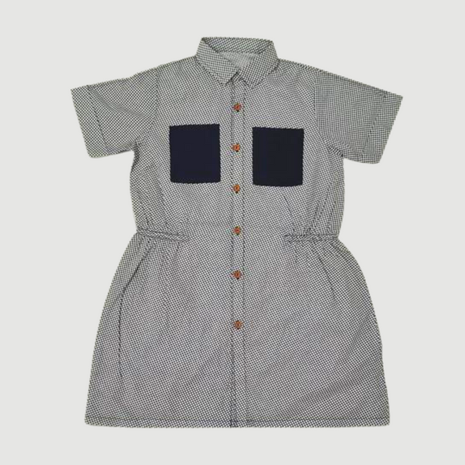 Checkered Pockets Black and White Shirt