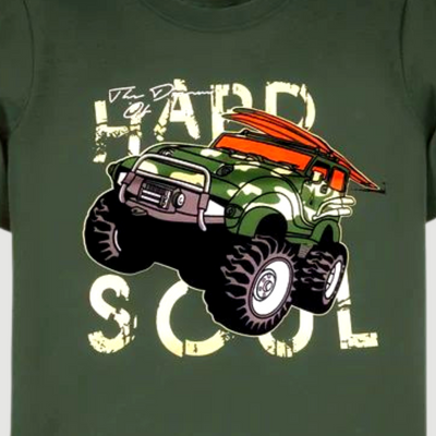 Hard Soul Jeep Dark Green Graphics Tee
