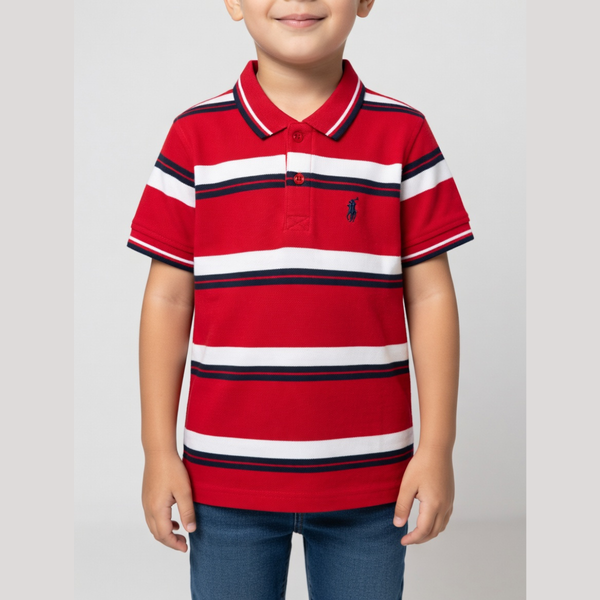Red Classic Stripe Polo
