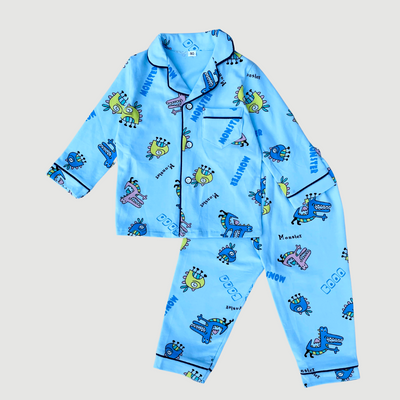 Alligator Monster in Sky Blue Night Suits