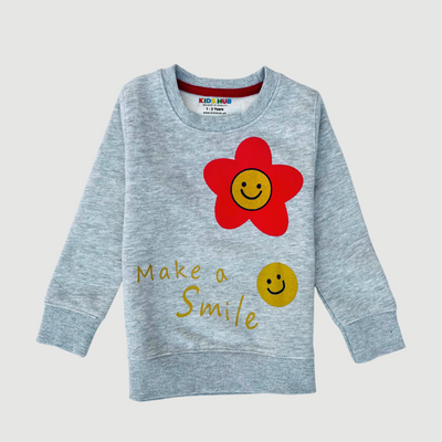 Make a Flower Smile in Gray Light Fleece Sweatshirt