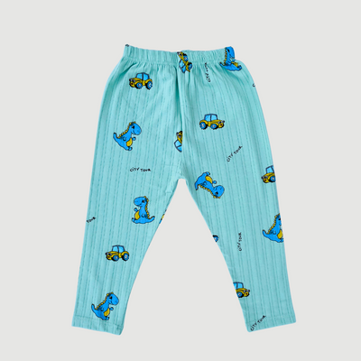 City Tour of a Dino in Sea Green Full Sleeves Tee & Pajama Set Premium