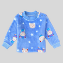 Baby Bear with Stars in Light Blue Soft Rabbit Fur Full Sleeves Shirt & Pajama Set