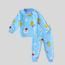 Bear with Apple in Sky Blue Soft Rabbit Fur Full Sleeves Shirt & Pajama Set