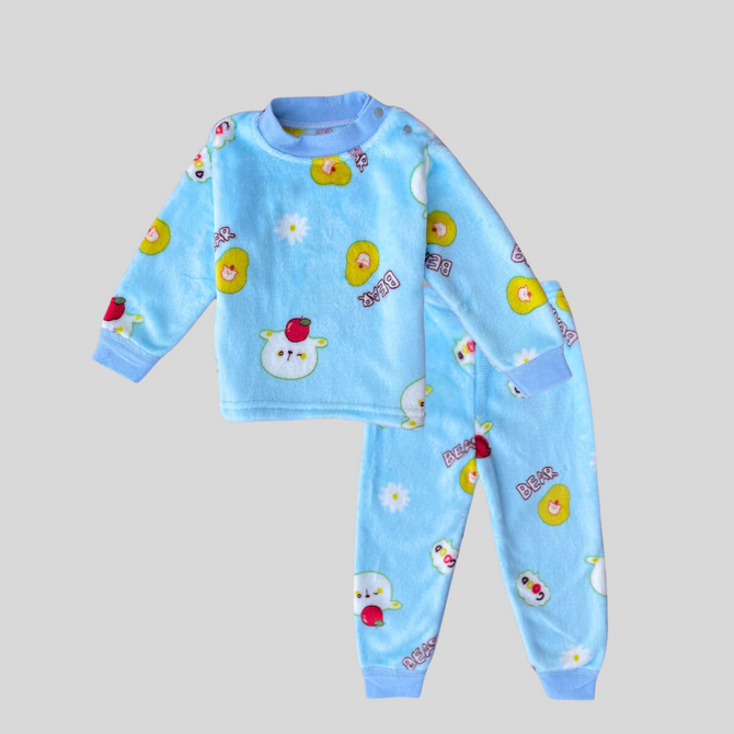 Bear with Apple in Sky Blue FR