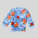 Bear with Big Strawberry in Dark Blue Soft Rabbit Fur Full Sleeves Shirt & Pajama Set