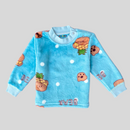 Bear with Pieanapple Hat in Cyan Soft Rabbit Fur Full Sleeves Shirt & Pajama Set