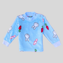 Bunny & Carrot in Sky Blue Soft Rabbit Fur Full Sleeves Shirt & Pajama Set