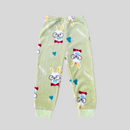 Bunny with Glassies in Rain in Green Soft Rabbit Fur Full Sleeves Shirt & Pajama Set