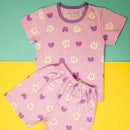 Bunny with Hearts in Mauve Tee and Shorts Set