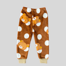 Cute Bear & Circles in Brown Soft Rabbit Fur Full Sleeves Shirt & Pajama Set