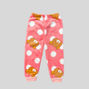 Cute Bear & Circles in Pink Soft Rabbit Fur Full Sleeves Shirt & Pajama Set