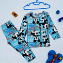 Mickey & Donald Duck in Sky Blue Full Sleeves Tee & Pajama Set