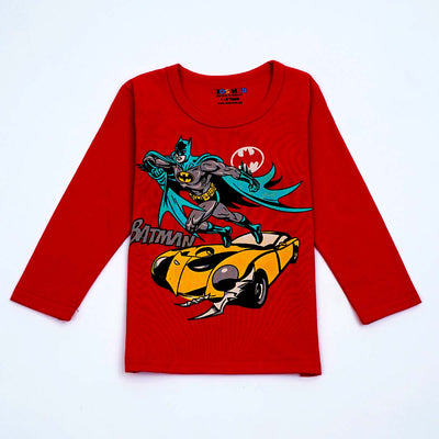Batman in Red Full Sleeves Tee & Pajama Set