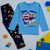 Donald Duck and Doraemon in Sky Blue Full Sleeves Tee & Pajama Set