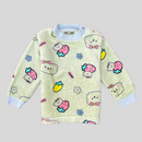 Happy Bear with Flowers in Green Soft Rabbit Fur Full Sleeves Shirt & Pajama Set