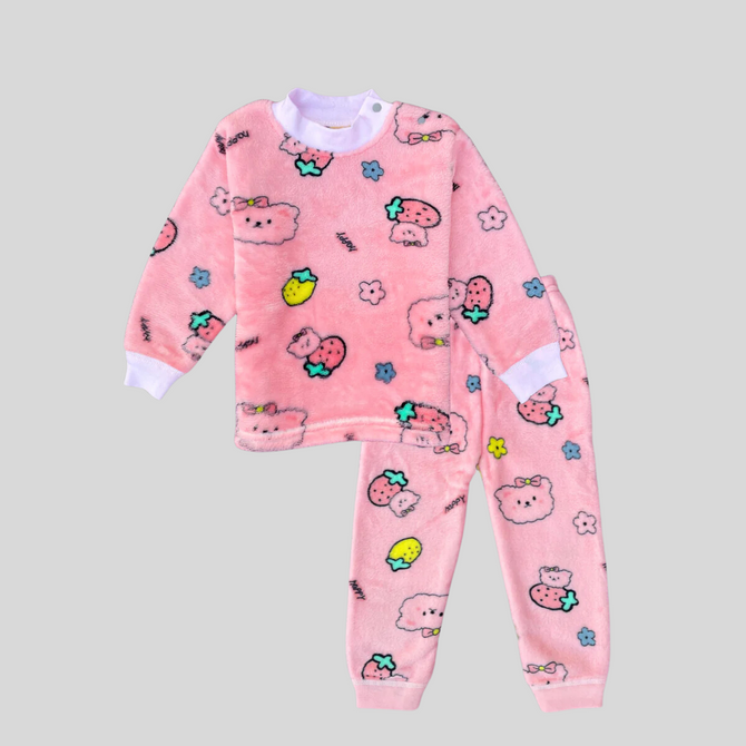 Happy Bear with Flowers in Pink FR