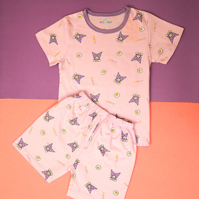 Kuromi Small in Mauve Tee and Shorts Set