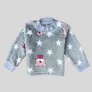 Kwala with Stars in Gray Soft Rabbit Fur Full Sleeves Shirt & Pajama Set