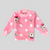 Kwala with Stars in Pink Soft Rabbit Fur Full Sleeves Shirt & Pajama Set