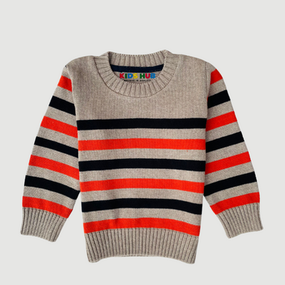 Light Brown, Orange & Black Thin Stripped 3 Sweater