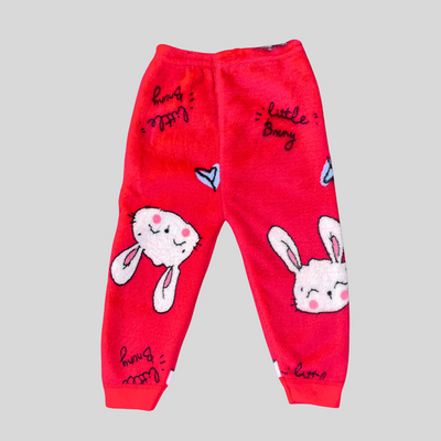 Little Bunny in Red Soft Rabbit Fur Full Sleeves Shirt & Pajama Set