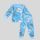 Love Bear in Sky Blue Soft Rabbit Fur Full Sleeves Shirt & Pajama Set