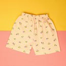Mauve Flowers 2 in Off White Tee and Shorts Set