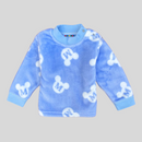 Mickey with M in Sky Blue Soft Rabbit Fur Full Sleeves Shirt & Pajama Set