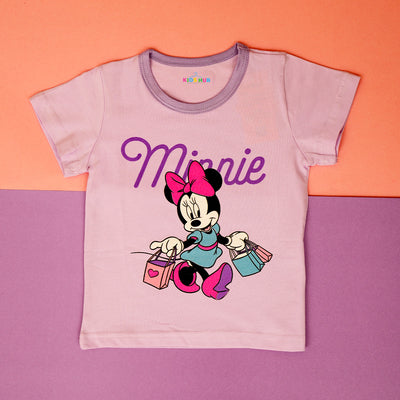 Minnie is Shopping in Mauve Tee and Shorts Set