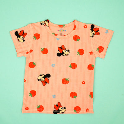 Minnie with Straberries in Pink Tee and Shorts Set
