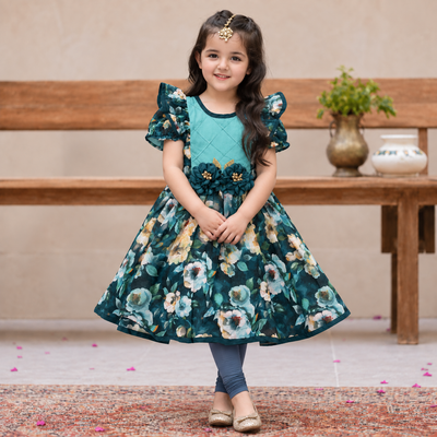 Emerald Bloom Frock Set