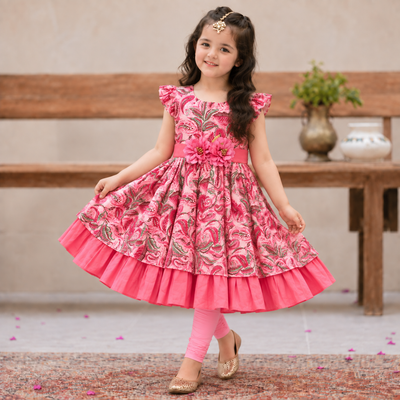 Pink Petal Frock Set