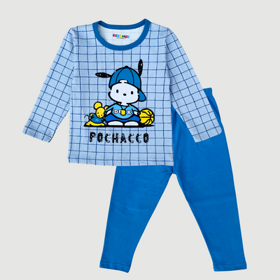 Pochacco in Blue Full Sleeves Tee & Pajama Set
