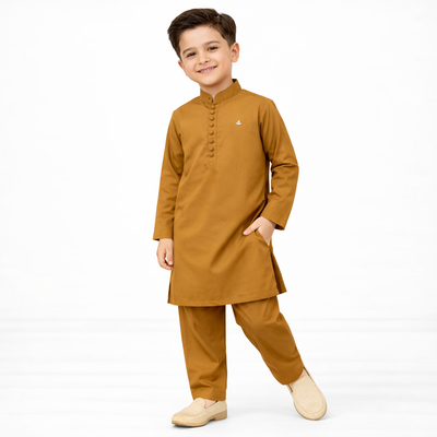Zavian Camel Kurta Set