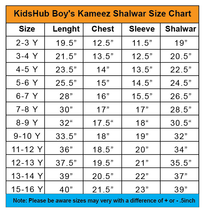 Midnight Charm size chart