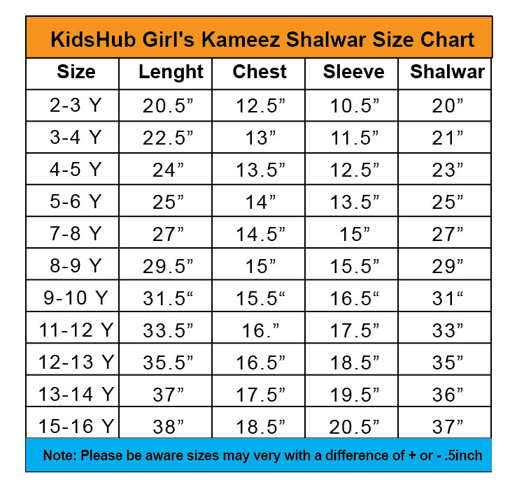 Ruby Charm size chart