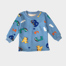 Sky Blue ABC Dino Fleece Full Sleeves Shirt & Pajama Set